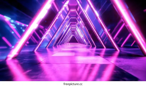 Neon Corridor of Futuristic Architecture