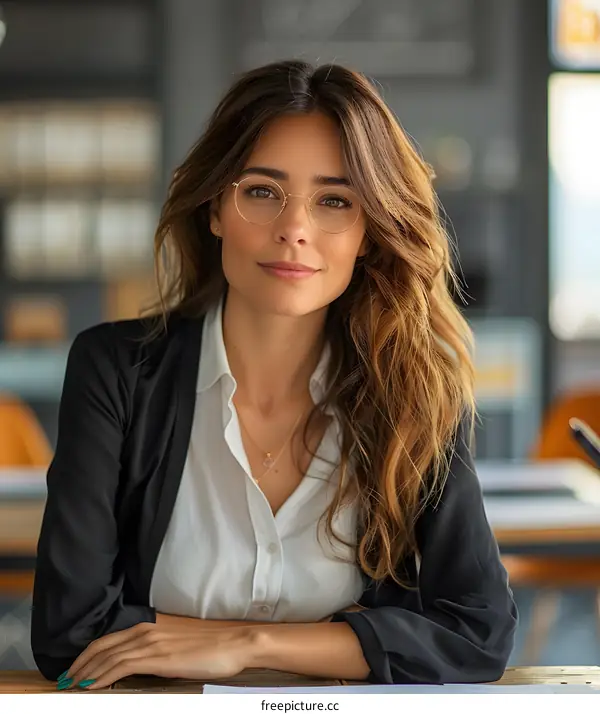 portrait of a young woman in a white blouse and black blazer