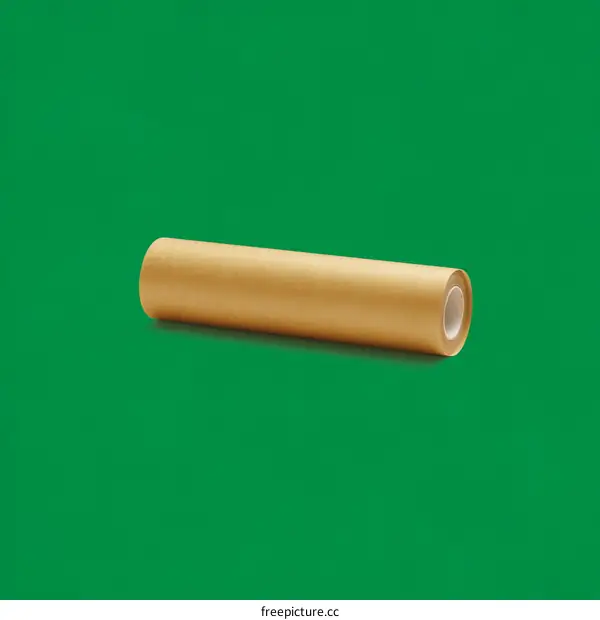 Brown Craft Paper Roll on Green Background
