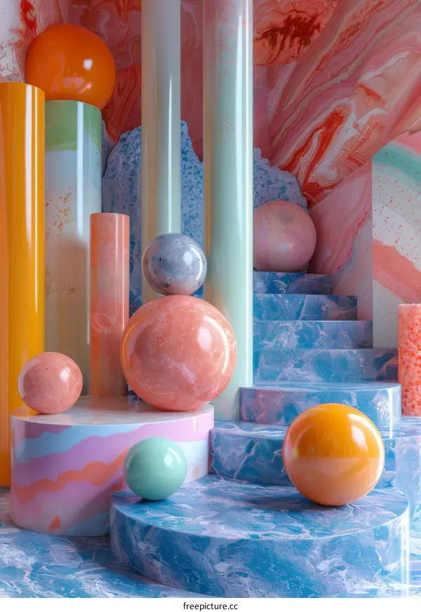 Abstract Colorful Geometric Sphere Interior Design