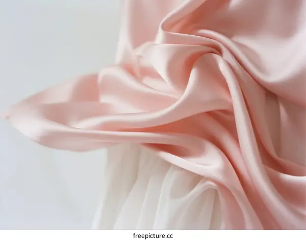 Elegant Light Pink Satin Fabric with Flowing Drapery Detail