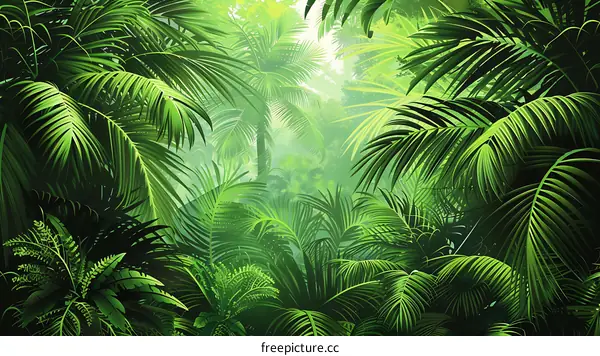 Tropical Rainforest Lush Green Foliage Background