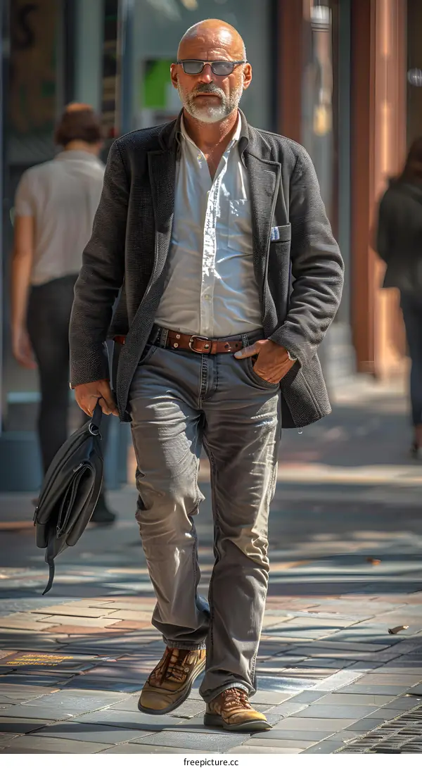 Man walking in the city with a briefcase