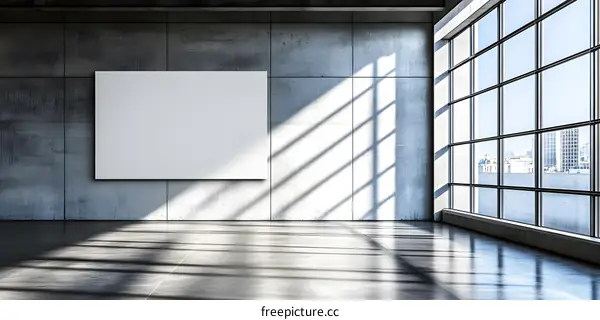 Empty Room with Concrete Wall and Big Window