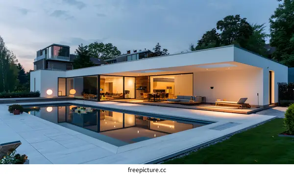 Modern House with Swimming Pool and Patio