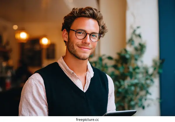 Portrait of a Caucasian Man in Casual Outfit