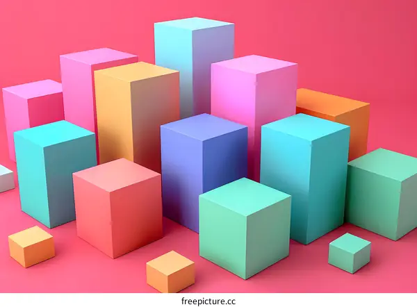 Abstract Colorful Cubes 3D Illustration Background