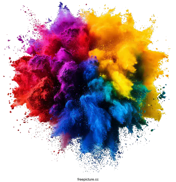 [Transparent Background PNG]Colorful Powder Explosion Abstract Art