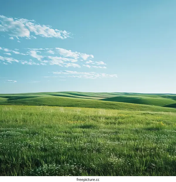 Hills With Vivid Yellow Grass Under Blue Sky