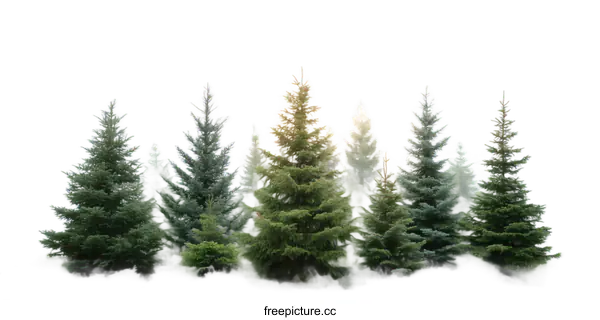 [Transparent Background PNG]Misty Morning in the Evergreen Forest