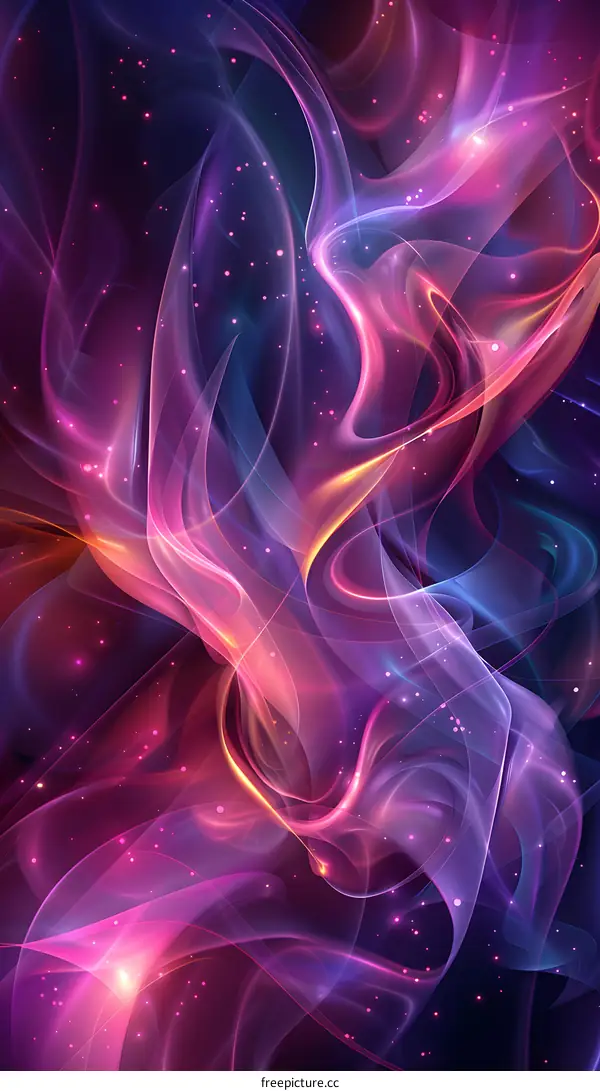 Colorful Ribbons Against a Backdrop of Halos