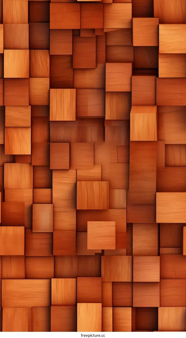 Three-dimensional wooden cube background