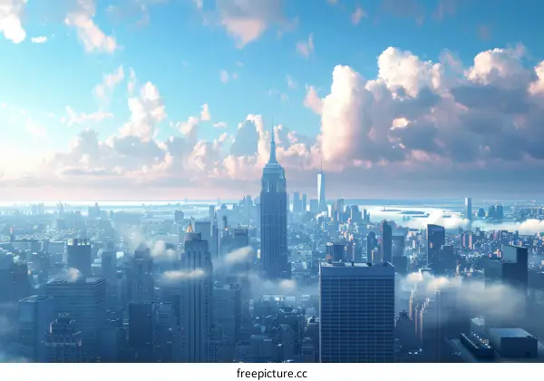 New York City Skyline on a Cloudy Day