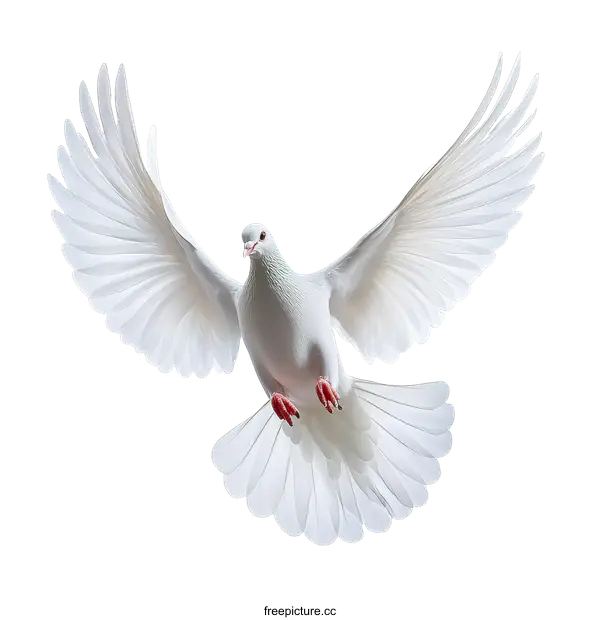 [Transparent Background PNG]White Dove in Flight Against a White Background