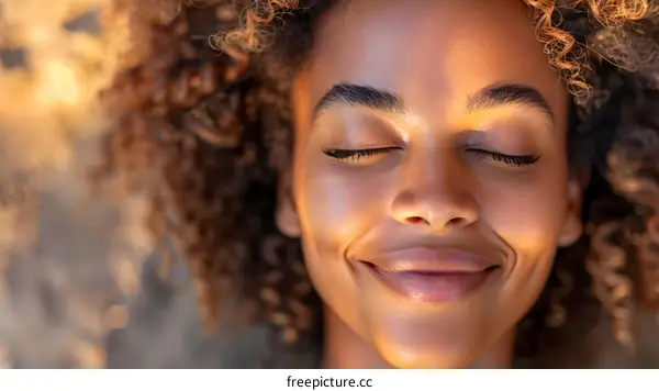 Close Up Portrait of a Young Woman with Eyes Closed