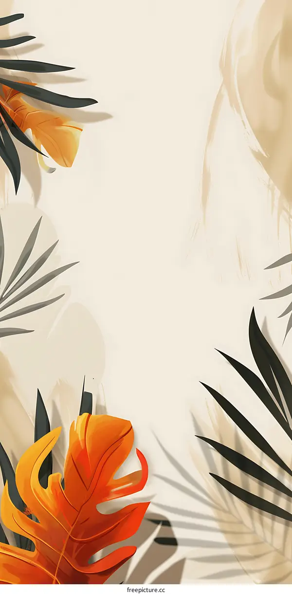 Abstract Background with Tropical Leaves Illustration