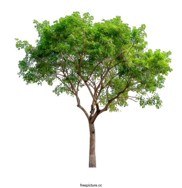 [Transparent Background PNG]Isolated Tree with Green Leaves on White Background