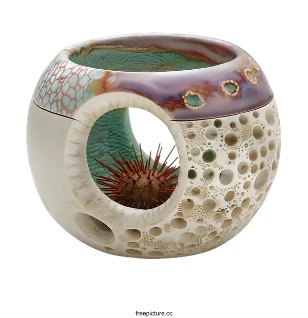 [Transparent Background PNG]A ceramic sculpture with a sea urchin inside