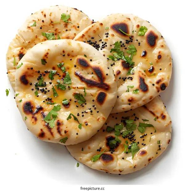 Four pieces of naan bread