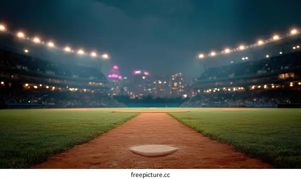 Night Baseball Stadium Crowd View