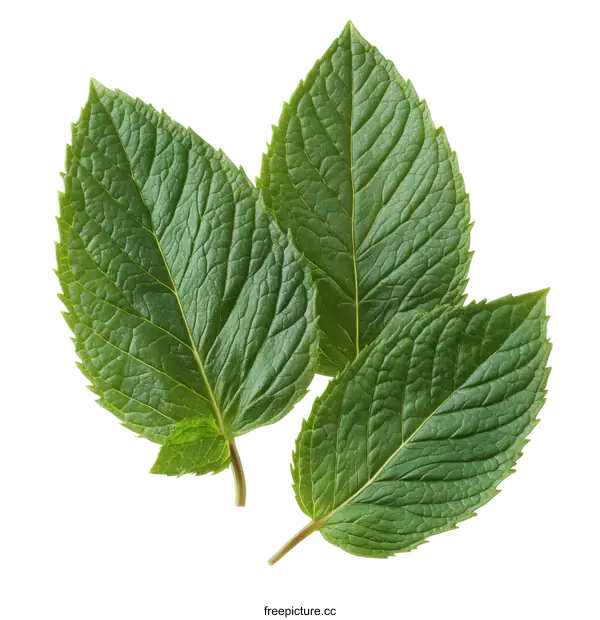 [Transparent Background PNG]Fresh Mint Leaves Close-up Image