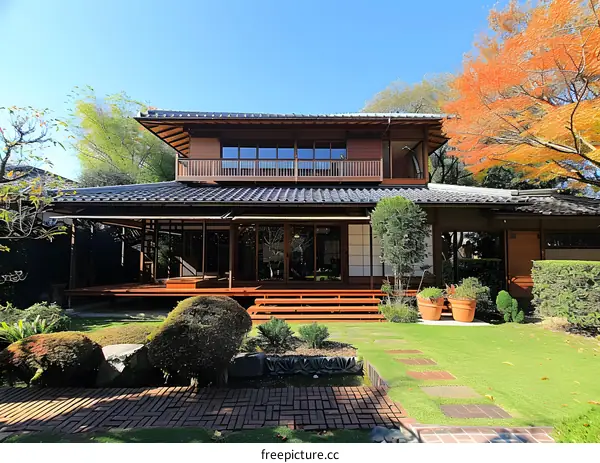 Japanese traditional house with beautiful garden