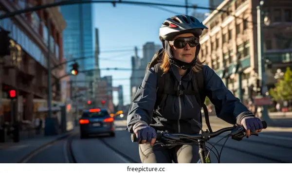 Cyclist riding in the city