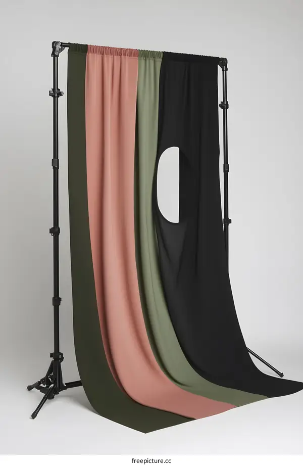 Abstract Background with Green Pink and Black Fabric