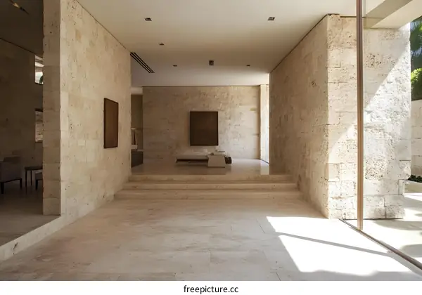 Minimalist Modern Architecture with Stone Walls and Light
