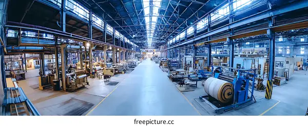 Industrial Factory Interior with Machinery