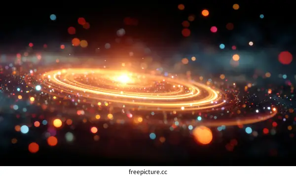 Abstract Galaxy Illustration with Light Trails