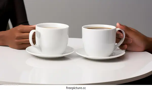 Two people having coffee together