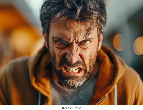 Angry Man Close Up Portrait