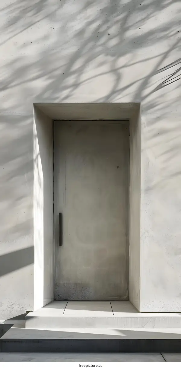 Modern Concrete Doorway With Shadow