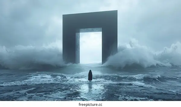 The dark portal in the middle of the raging sea