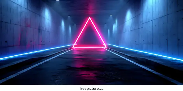 Neon Triangle Tunnel Futuristic Abstract