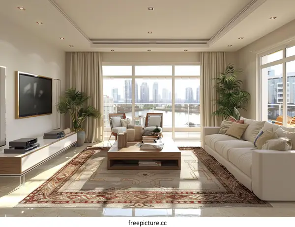 Modern and Minimalist Interior of a Living Room