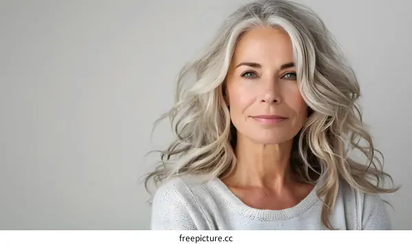 Portrait of a Mature Woman with Gray Hair