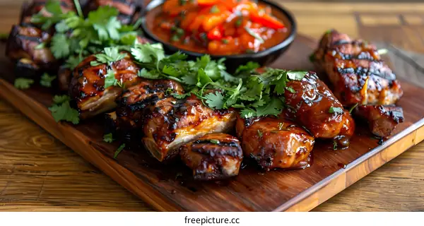 A delicious plate of barbecued pork ribs