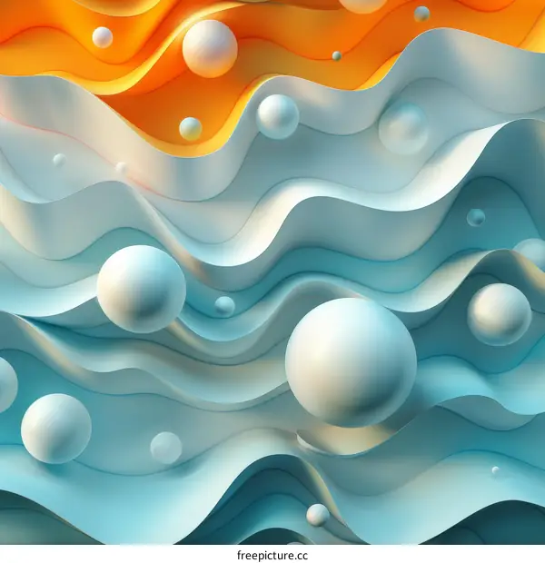 Blue and orange abstract waves background