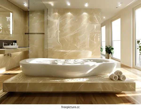 Marble tiles in the bathroom