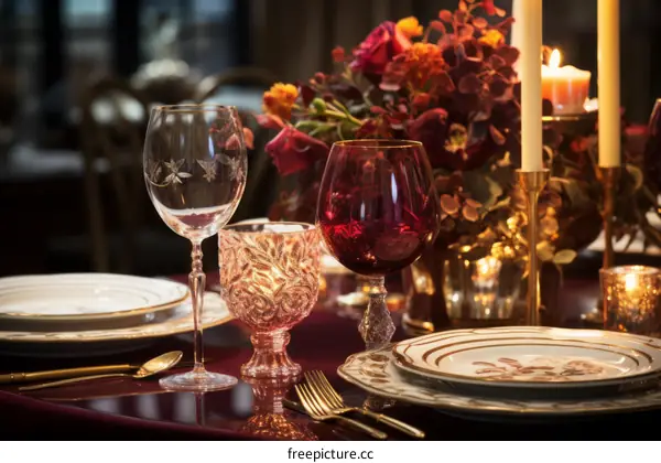 Elegant Fall Table Setting with Floral Centerpiece