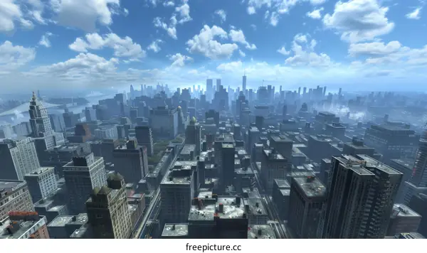 Aerial View of a Modern City Skyline