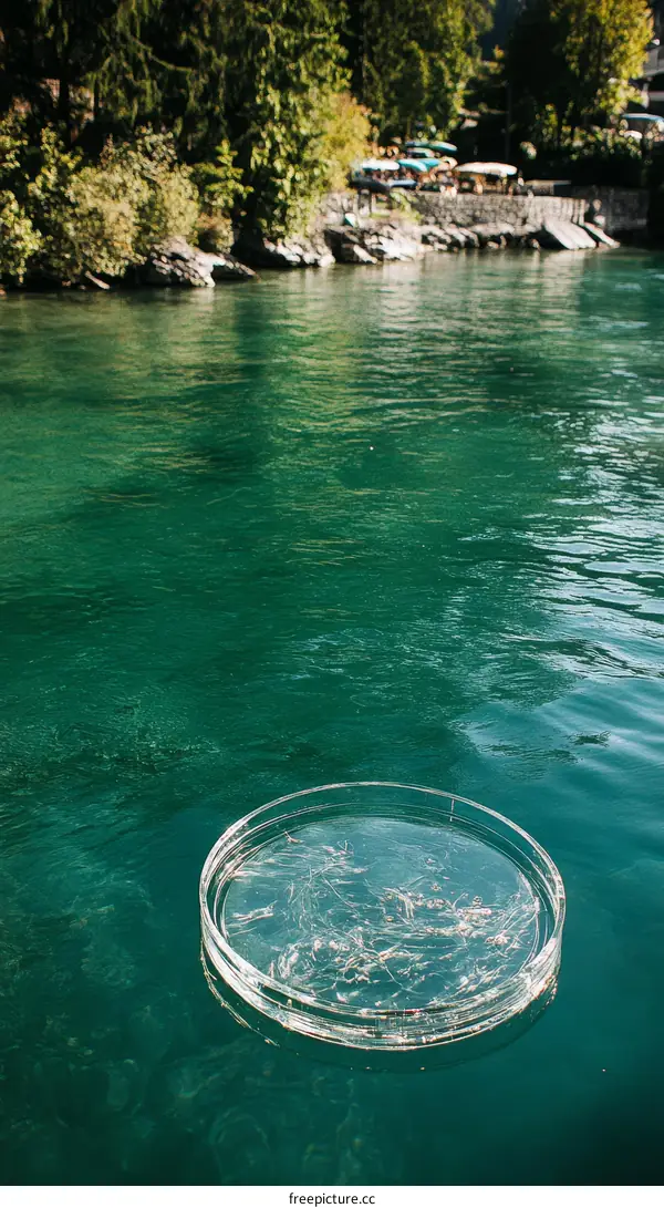 Clear Glass Tray Floating on Emerald Water
