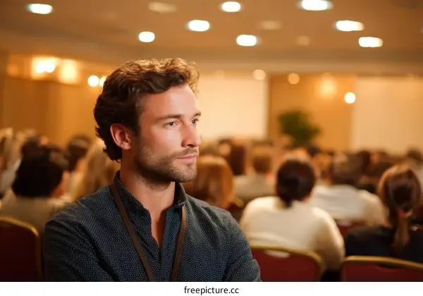 Attentive Audience Member at a Business Conference