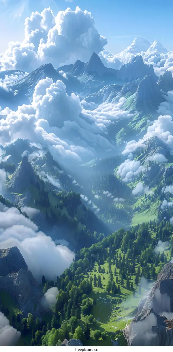 Majestic Mountain Range and Valley