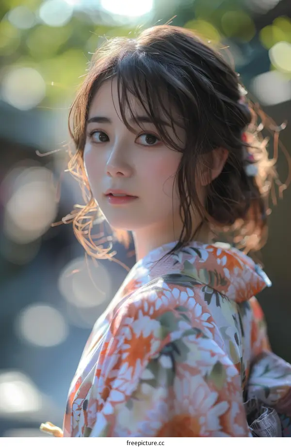 Asian Woman in Traditional Japanese Dress