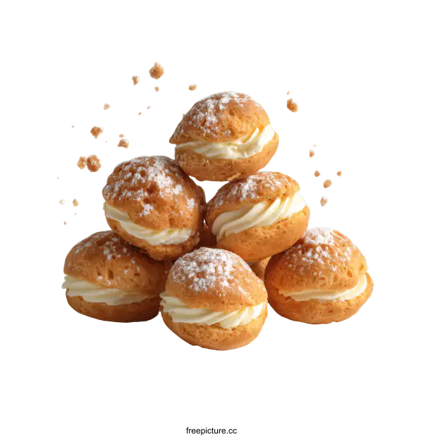 [Transparent Background PNG]Delicious Cream Puffs Stacked High