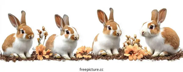 Adorable Baby Rabbits in a Spring Scene