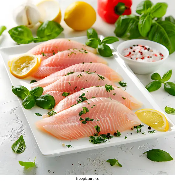 Raw Fish Fillets with Herbs and Lemon